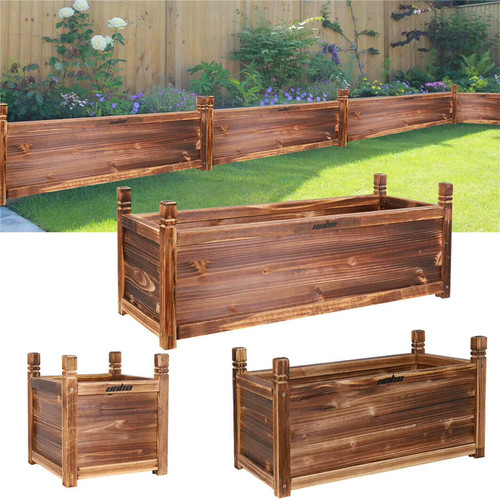 Raised wooden planter box - raised,