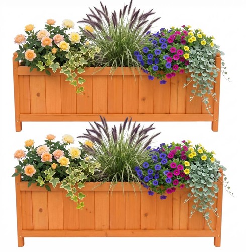 Long wooden garden planter - long,