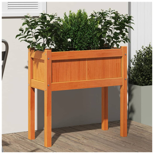 Wooden planter box brown pine - planter,