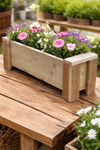 Handmade wooden garden planter - garden,