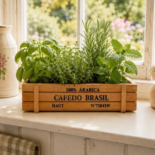 Mini rustic wooden herb - mini,