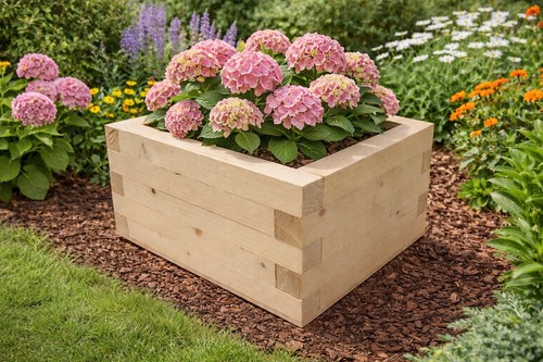 Wooden square garden planter - wooden,