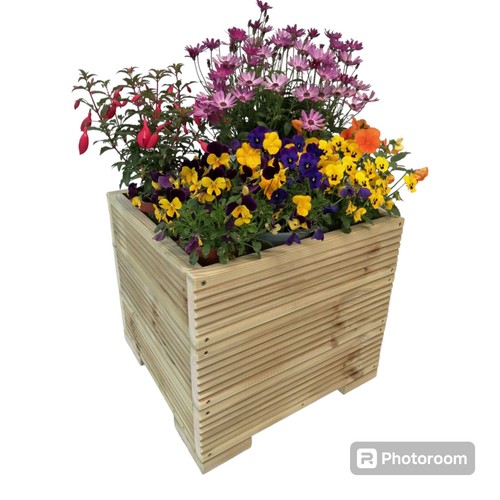Square wooden planter - , box