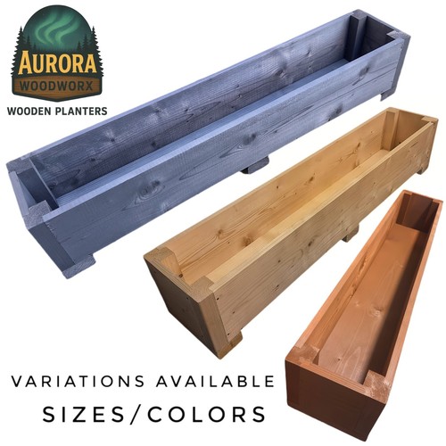 Long wooden garden planter - wooden,